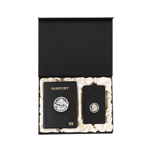 왕조실록8호. 곤룡포 나전가죽 여권지갑+네임텍(블랙)